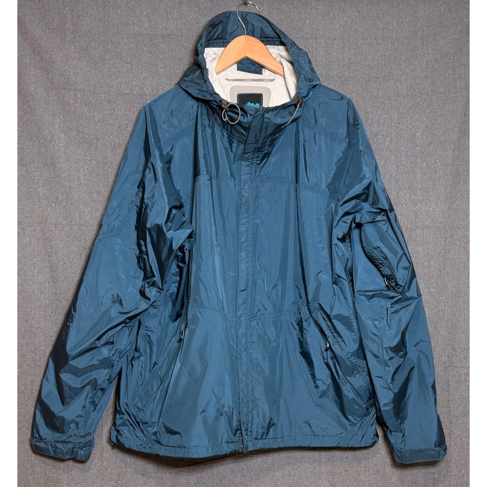 Eastern Mountain Sports EMS Mens Large Teal Blue System Three 10k Rain Jacket